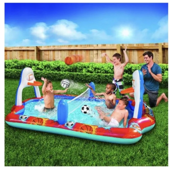Banzai Sports Arena Splash Pool 4 in 1 Fun 95" x 66" x 32" - Picture 2 of 8